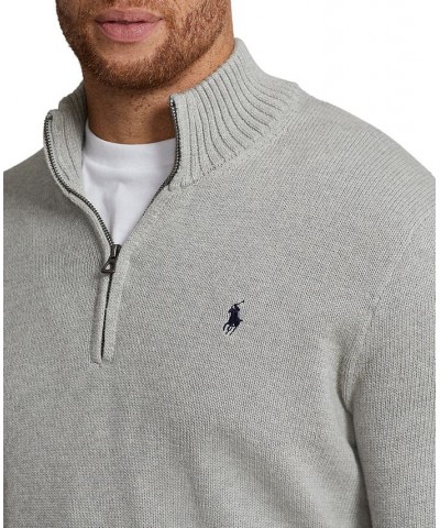 Men's Big & Tall Cotton Quarter-Zip Sweater Gray $43.47 Sweaters