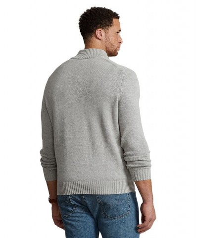 Men's Big & Tall Cotton Quarter-Zip Sweater Gray $43.47 Sweaters