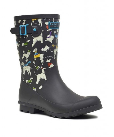 Women's Alba Mid Print Wellington Boots Gray $44.45 Shoes