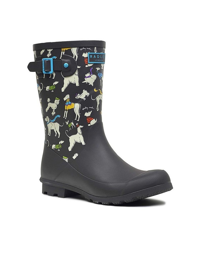 Women's Alba Mid Print Wellington Boots Gray $44.45 Shoes