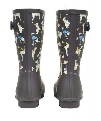 Women's Alba Mid Print Wellington Boots Gray $44.45 Shoes