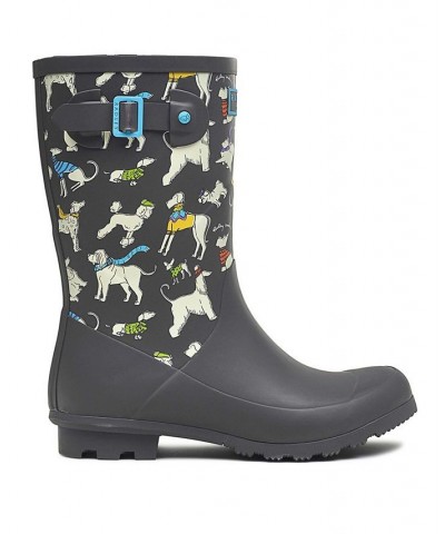 Women's Alba Mid Print Wellington Boots Gray $44.45 Shoes