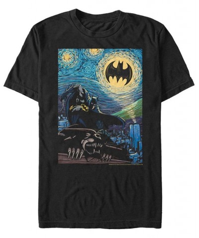 Men's Batman Stary Short Sleeve T-shirt Black $19.94 T-Shirts