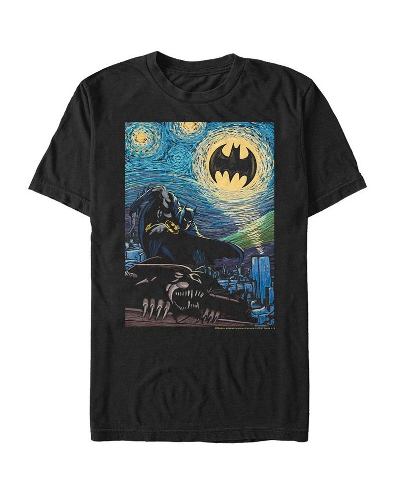 Men's Batman Stary Short Sleeve T-shirt Black $19.94 T-Shirts